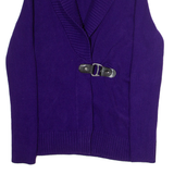 LAUREN RALPH LAUREN Shawl Collar Womens Cardigan Purple Roll Neck Tight Knit L