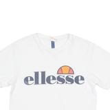 ELLESSE Cropped Womens T-Shirt White Crew Neck UK 6