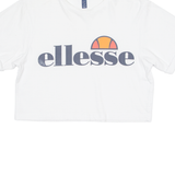 ELLESSE Cropped Womens T-Shirt White Crew Neck UK 6