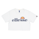 ELLESSE Cropped Womens T-Shirt White Crew Neck UK 6