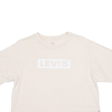 LEVI'S Cropped Womens T-Shirt Beige Crew Neck M