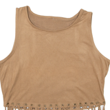 Cropped Tassel Womens Vest Brown Sleeveless M
