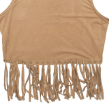 Cropped Tassel Womens Vest Brown Sleeveless M