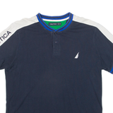 NAUTICA Mens T-Shirt Blue Button Neck M