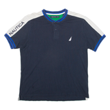 NAUTICA Mens T-Shirt Blue Button Neck M