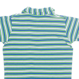 Stretch Womens Polo Shirt Blue Striped UK 16