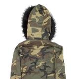 Mens Military Jacket Green Hooded Camouflage S