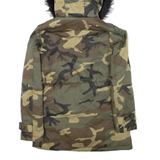 Mens Military Jacket Green Hooded Camouflage S