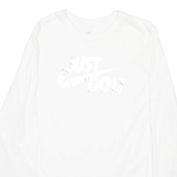 NIKE Womens T-Shirt White Long Sleeve L