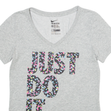NIKE Athletic Cut Womens T-Shirt Grey V-Neck S