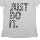 NIKE Athletic Cut Womens T-Shirt Grey V-Neck S