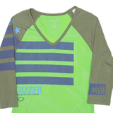 REEBOK Womens T-Shirt Green Long Sleeve V-Neck S