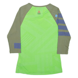 REEBOK Womens T-Shirt Green Long Sleeve V-Neck S