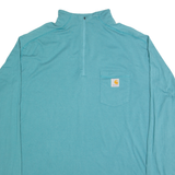 CARHARTT Relaxed Fit Womens Jersey Blue Long Sleeve 1/4 Zip 2XL