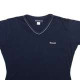 REEBOK Womens T-Shirt Blue V-Neck UK 12