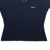 REEBOK Womens T-Shirt Blue V-Neck UK 12