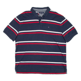 TOMMY HILFIGER Mens Polo Shirt Blue Striped 2XL
