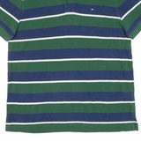 TOMMY HILFIGER Custom Fit Mens Polo Shirt Green Striped L
