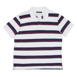 NAUTICA Mens Polo Shirt White Striped L