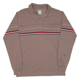CAMPUS Mens Polo Shirt Brown Striped Long Sleeve M