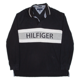 TOMMY HILFIGER Mens Polo Shirt Black Long Sleeve XL