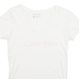 CALVIN KLEIN JEANS Womens T-Shirt White V-Neck M