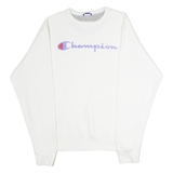 CHAMPION Womens Sweatshirt White Crew Neck M
