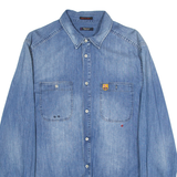 REPLAY Mens Plain Shirt Blue Long Sleeve M