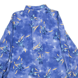 COLDOR Womens Hawaiian Shirt Blue Floral Long Sleeve XL