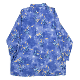 COLDOR Womens Hawaiian Shirt Blue Floral Long Sleeve XL