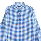 BOSS Slim Fit Mens Shirt Blue Gingham Long Sleeve M
