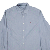 TOMMY HILFIGER Regular Fit Mens Plain Shirt Green Long Sleeve 2XL