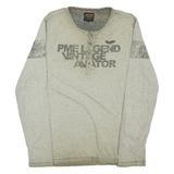 PME LEGEND Mens T-Shirt Grey Long Sleeve Button Neck L