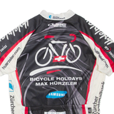 BICYCLE HOLIDAYS Cycling Mens T-Shirt Black 1/4 Zip L