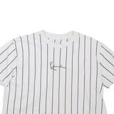 KARL KANI Cropped Striped Womens T-Shirt White Crew Neck S