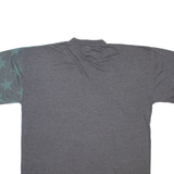 Mens T-Shirt Grey Button Neck L