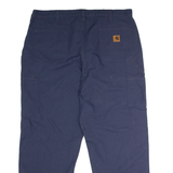 CARHARTT Dungaree Fit Carpenter Workwear Mens Canvas Trousers Blue Straight W38 L30