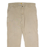 CARHARTT Carpenter Workwear Mens Canvas Trousers Beige Relaxed Straight W42 L32