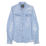 G-STAR RAW Distressed Womens Denim Shirt Blue Long Sleeve XS
