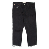 LEVI'S Wedgie BIG E Distressed Womens Jeans Black Regular Tapered W32 L24