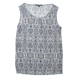 COMMA Womens Printed Top Grey Sleeveless Geometric UK 10