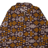 Womens Printed Top Black Collared 3/4 Sleeve Crazy Pattern XL