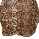 Sheer Womens Printed Shirt Brown Collared Long Sleeve Animal Print XL
