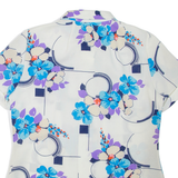 Womens Printed Shirt White Collared Floral L