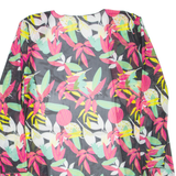 Womens Kimono Top Black Long Sleeve Floral M