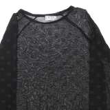 VRS WOMAN Sheer Womens Top Black 3/4 Sleeve Spotted S