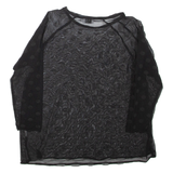 VRS WOMAN Sheer Womens Top Black 3/4 Sleeve Spotted S