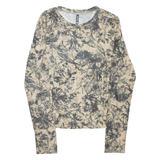 CHICOREE Sheer Womens Printed Top Beige Long Sleeve Floral S