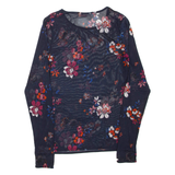 CAMAIEU Sheer Womens Printed Top Blue Long Sleeve Floral M