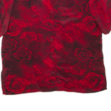 Womens Printed Blouse Red V-Neck Floral M